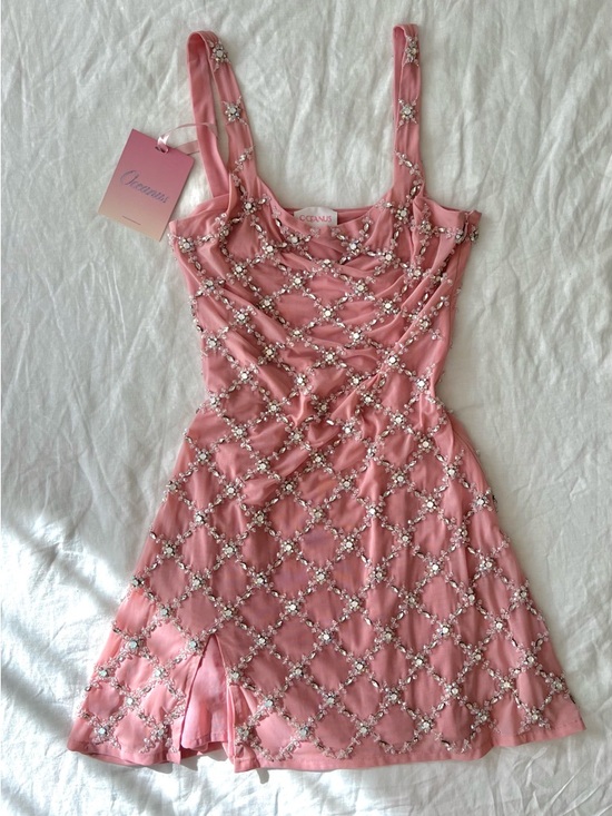Oceanus Dresses & Skirts - Oceanus Pink Embellished Mini Dress